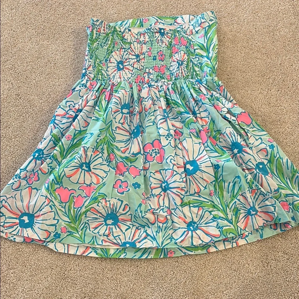 Lilly Pulitzer Strapless Floral Dress - Pink, Blue, Green - Picture 2 of 3